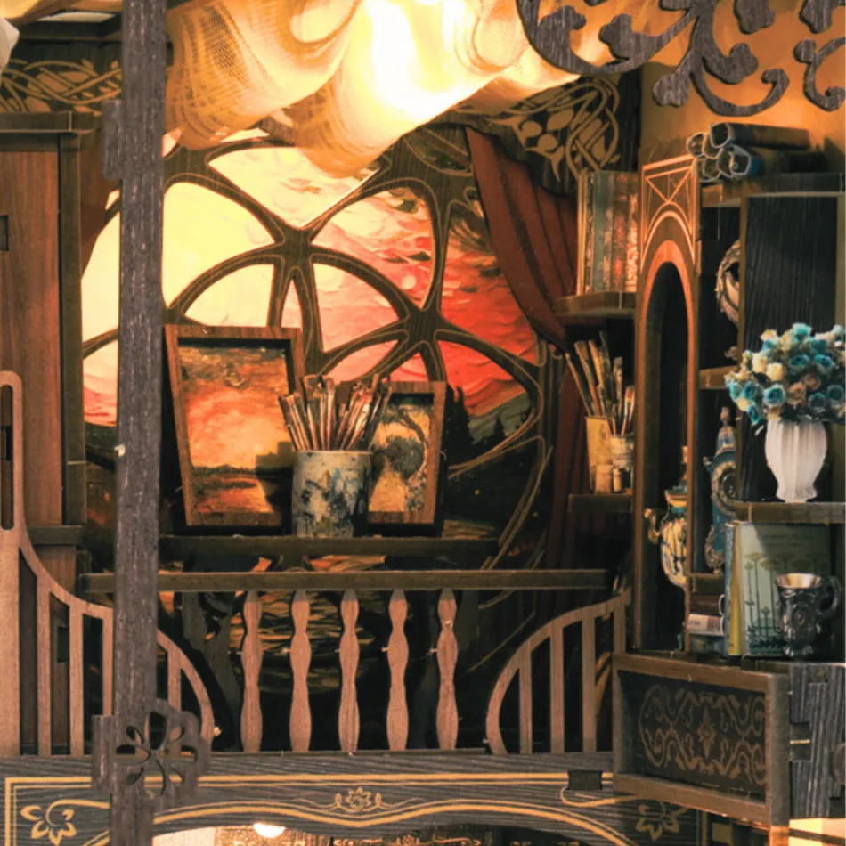 Decorative interior with ornate furniture and wall art